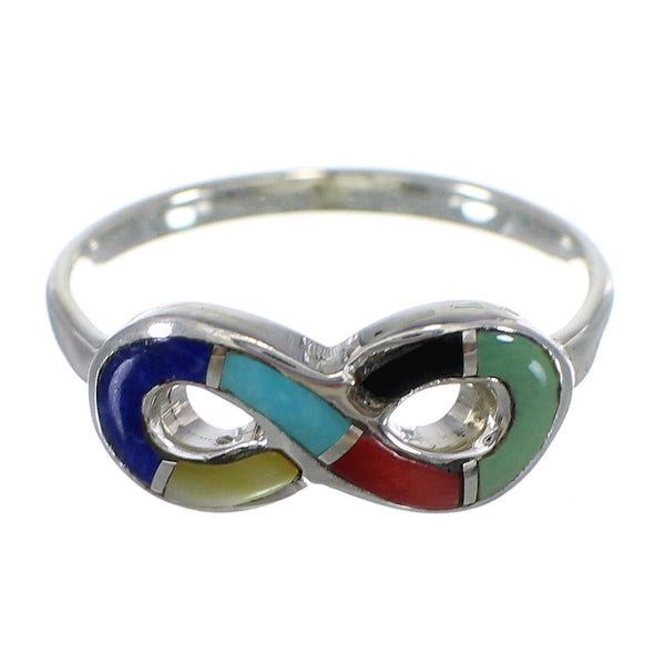 Southwest Infinity Sterling Silver Multicolor Ring Size 5-1/4 CX47562